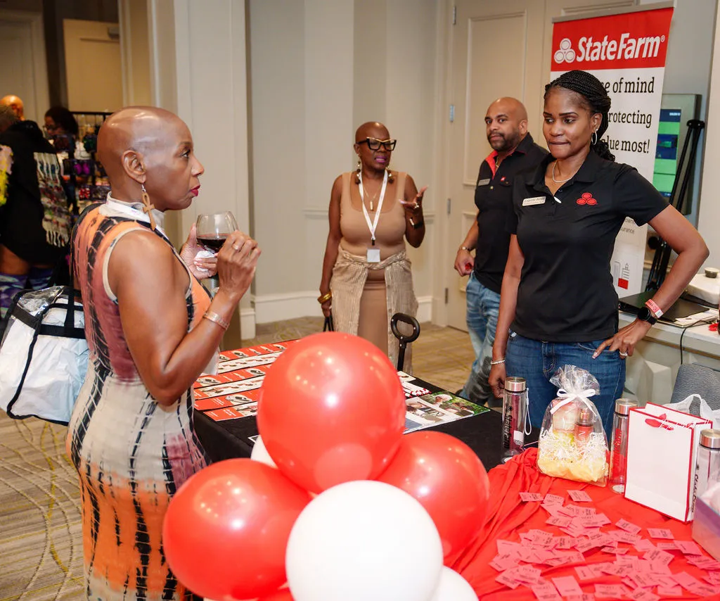 Sponsor booth conversation